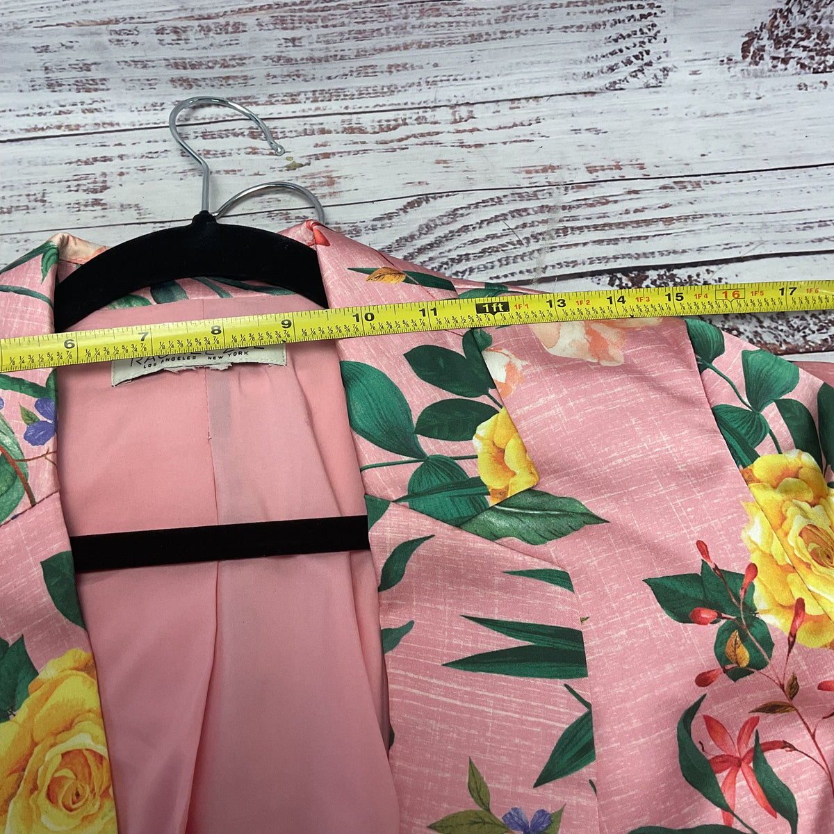 Rachel Zoe Pink Floral Botanical Print Satin Blazer Jacket - Size See Photos
