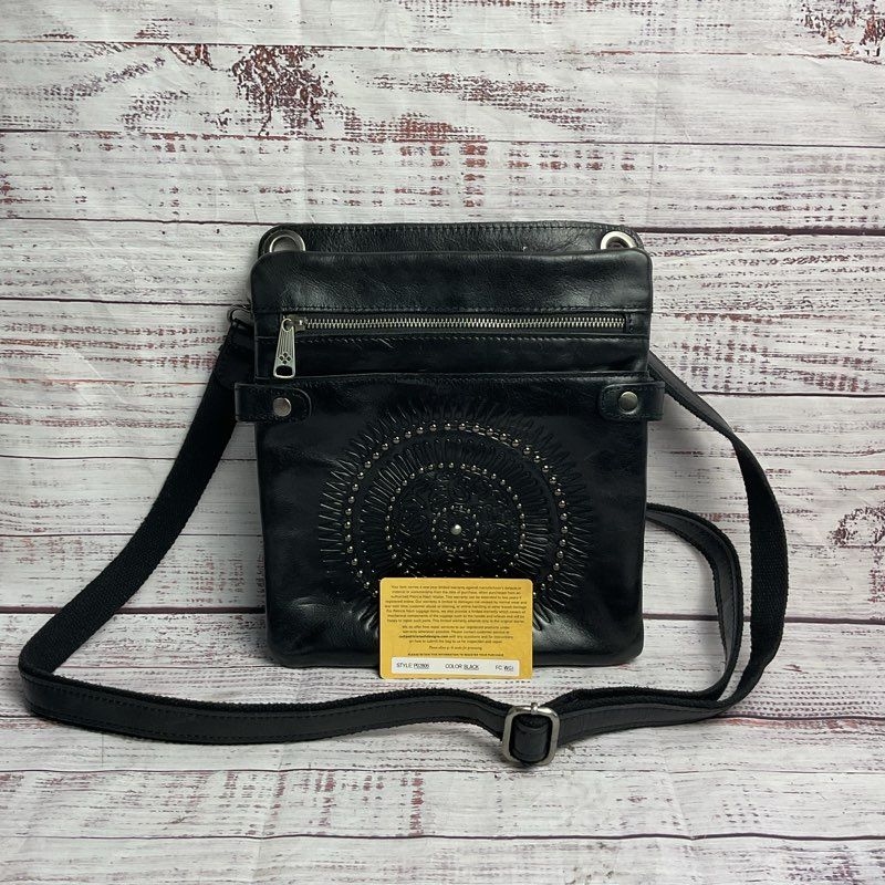 Patricia Nash Black Leather Embossed Leather Shoulder Bag