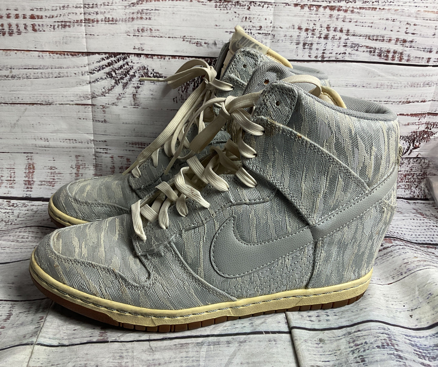 Nike Dunk Sky Hi Premium Wedge Sneakers Gray Sail Silver 10