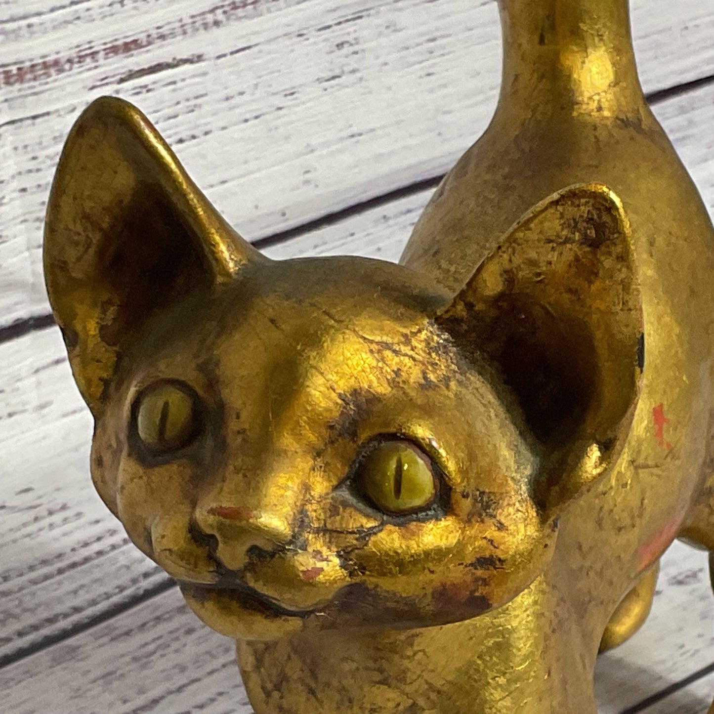 1973 VTG. ANTHONY FREEMAN MCFARLIN? Gold Leave Cat Figurine- 8" x 10"