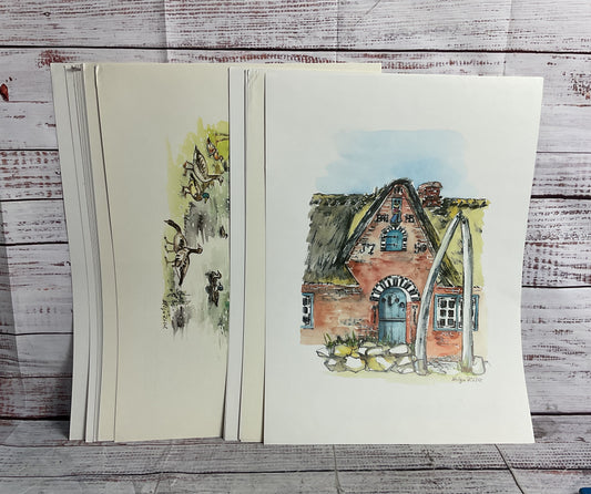 Kieler Bilderbogen Watercolor Art Prints Portfolio by Helga Röhl Signed