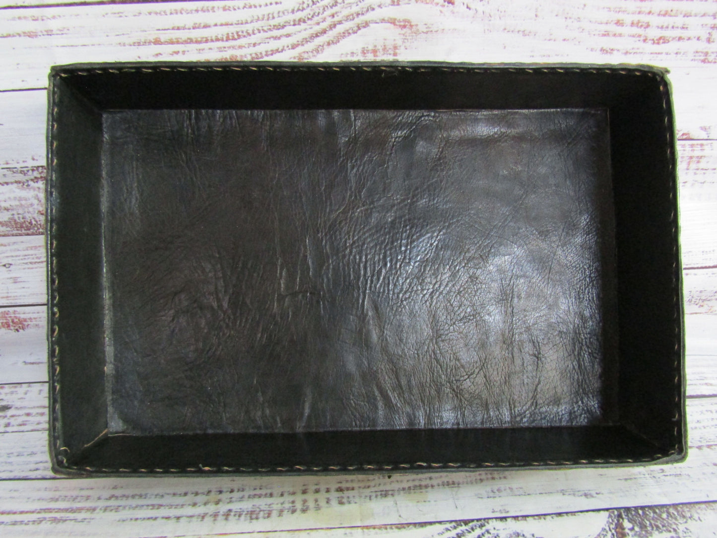 Vintage Handcrafted Leather Trinket Box
