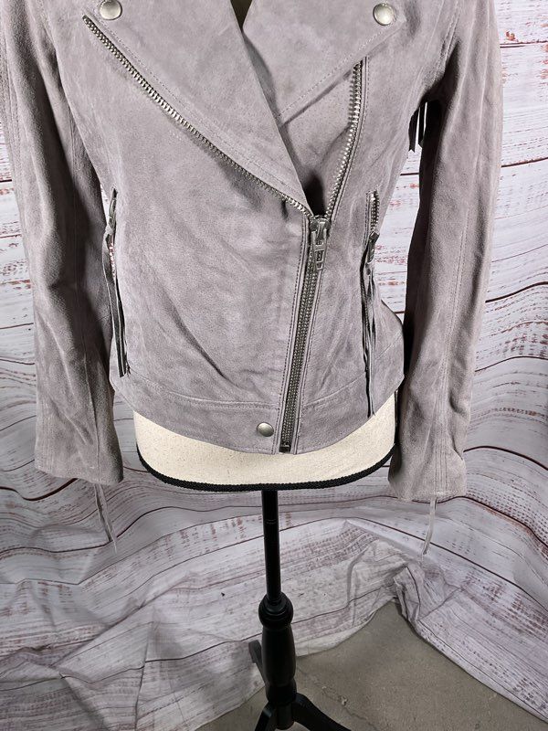 Blank NYC Women's Grey Suede Leather Biker Jacket Size S