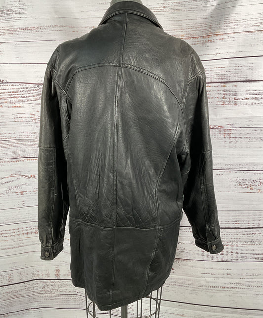 Euro Mond Of California Men's Vintage Genuine Leather Jacket Black