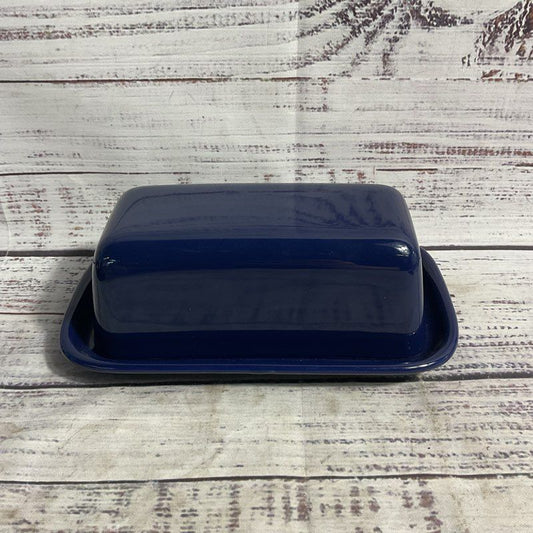 Waechtersbach Vintage Navy Blue 7" Covered Ceramic Butter Dish