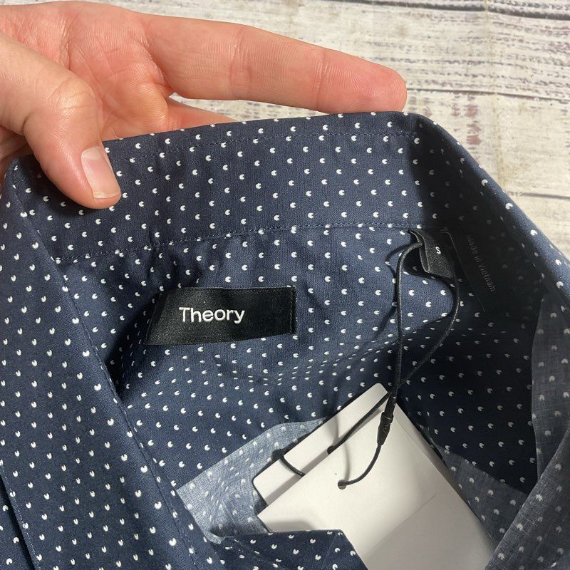NWT Theory Sylvain Navy Multi Dual Drop Print Button Up Shirt - Size S