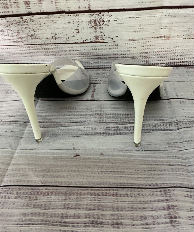 Women's Black Suede Studio Ivory Mules w/clear strap Size 6.5 US 6 Retail $348