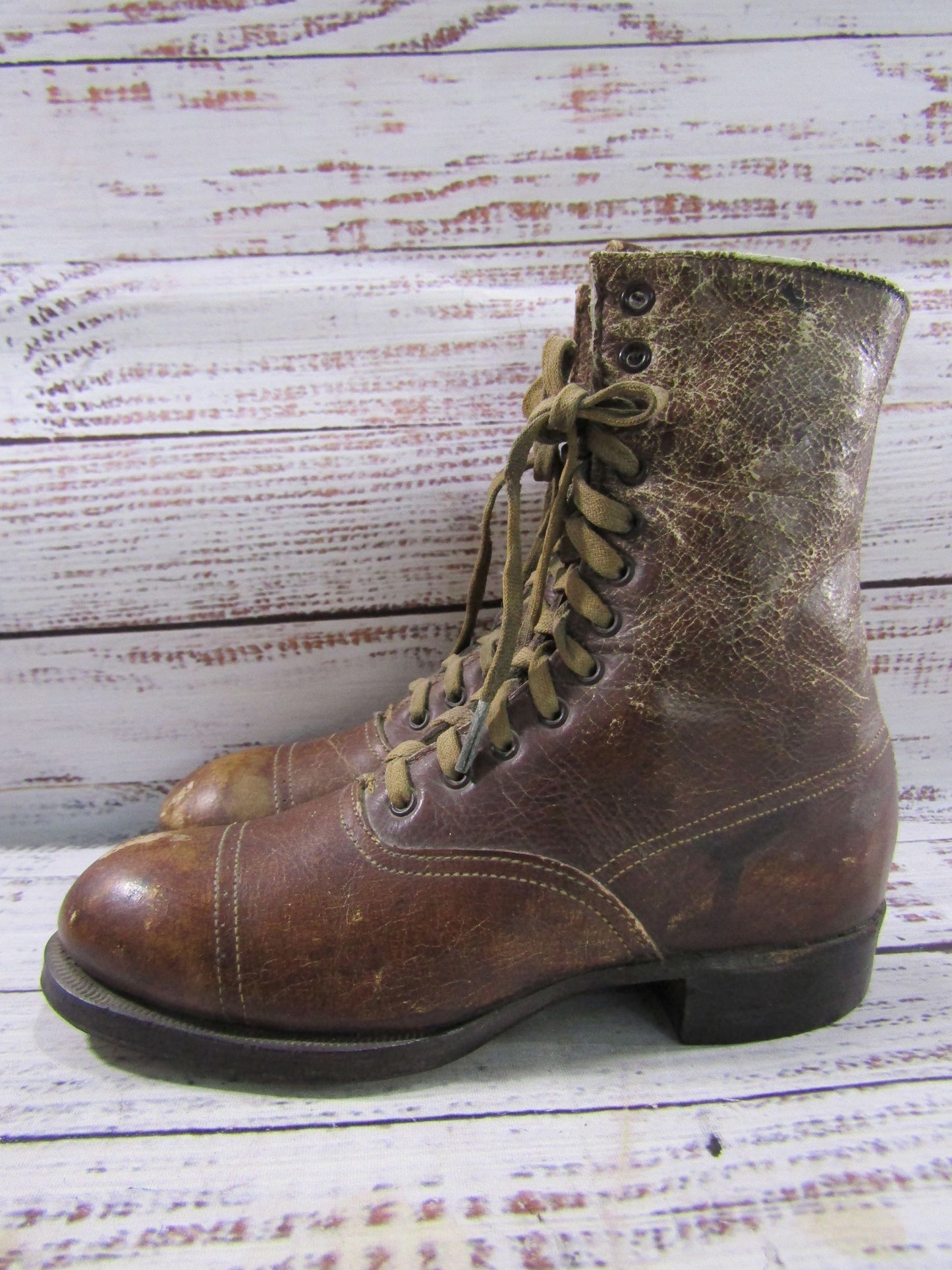Antique Friedman Shelby Boys Brown Leather Boots UNKNOWN SIZE