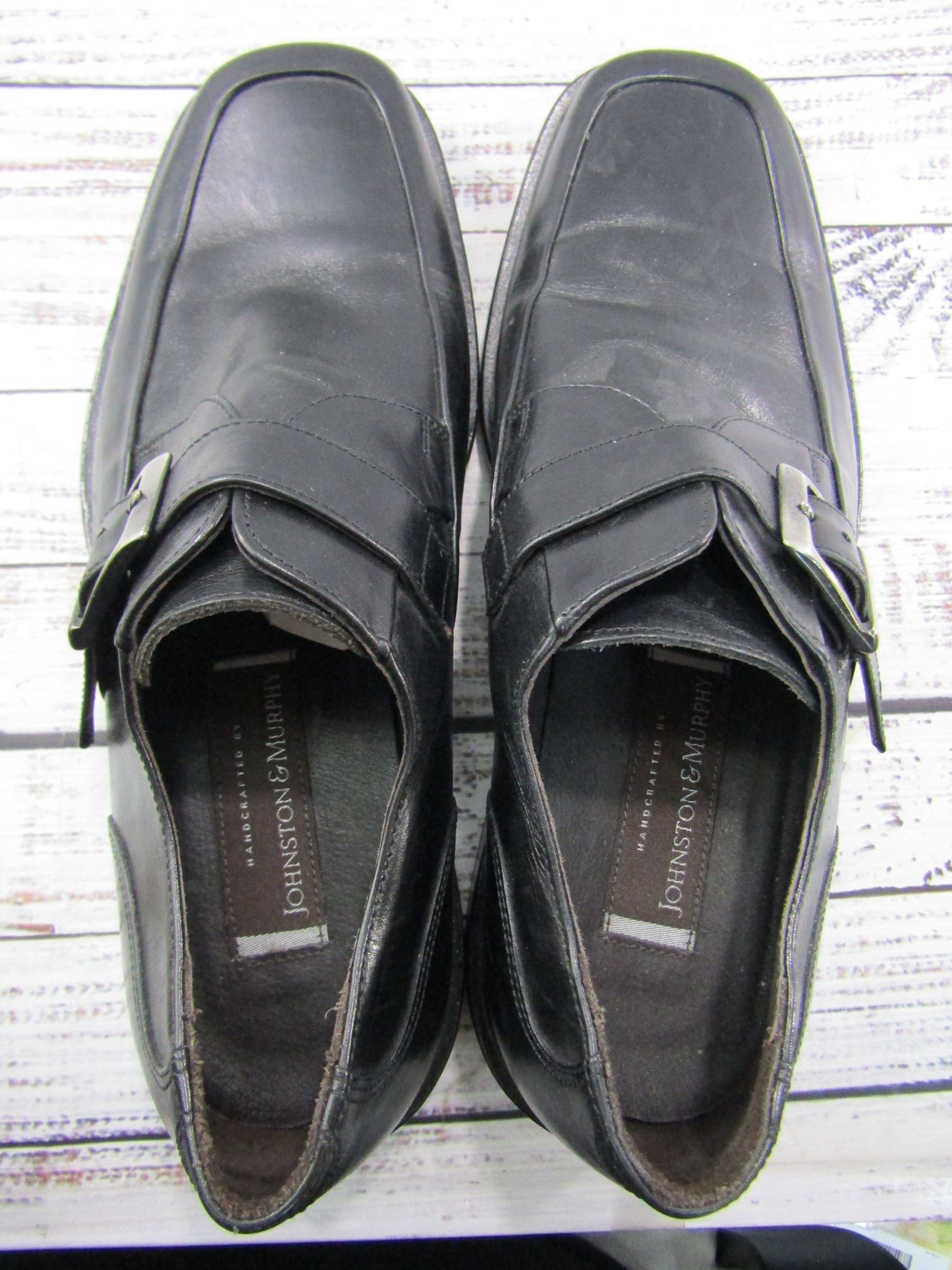 Johnston & Murphy Men's Black Leather Monk Strap Loafers Size 9.5 Made in Italy