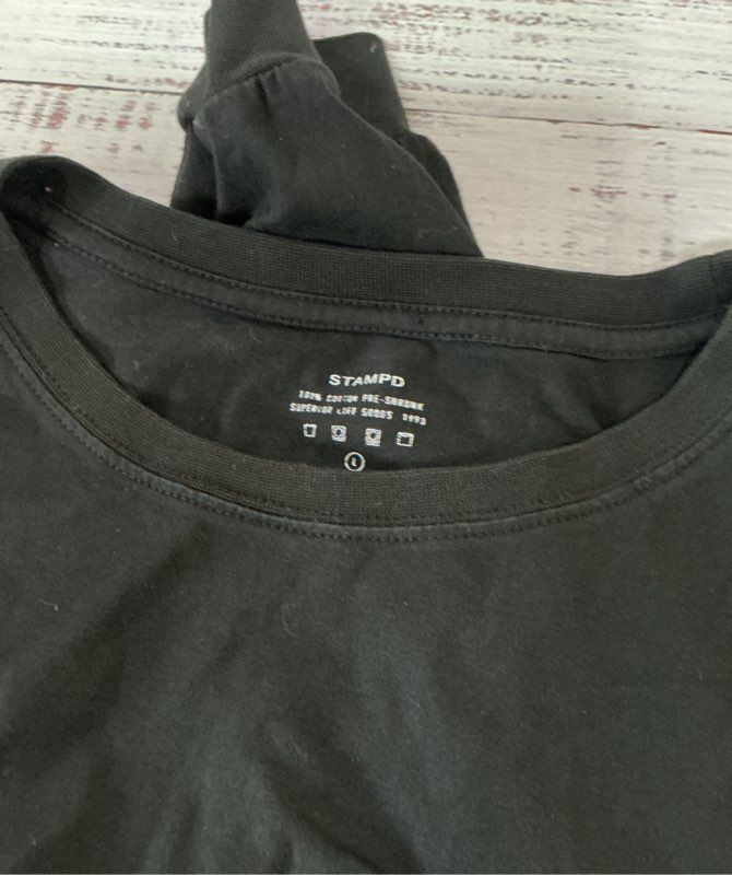 Men's Stampd Black Long Sleeve with white detail Size L Retail $132