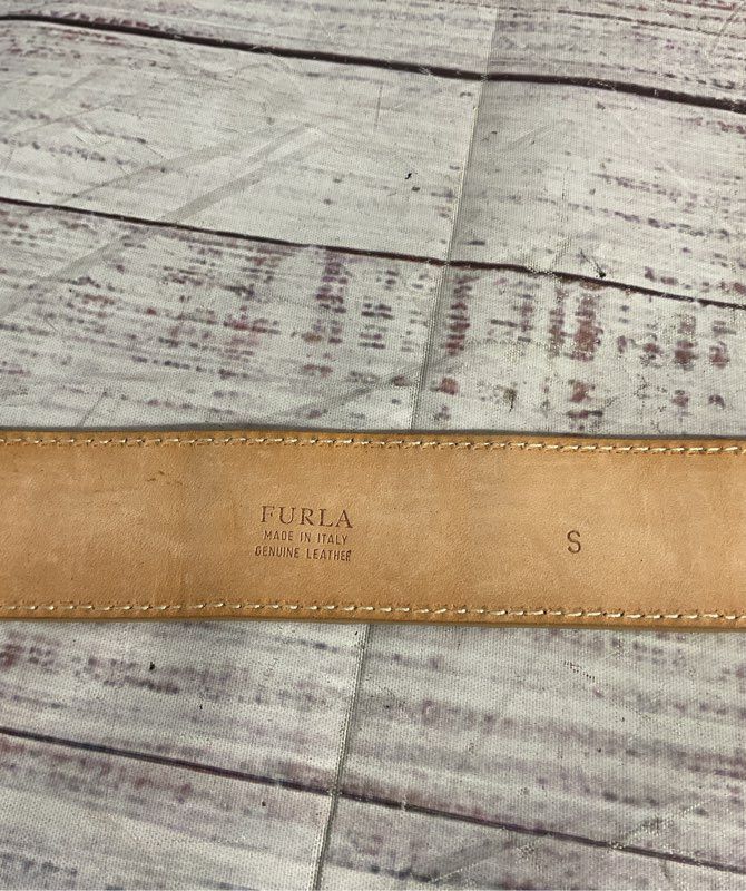 Furla Women's Ostrich Genuine Leather Brown Belt Size S Made in Italy