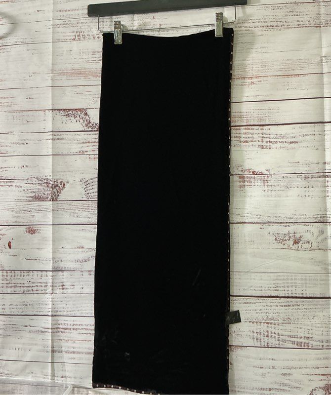 The Kooples Black/Maroon Silk & Velvet Scarf with skull design