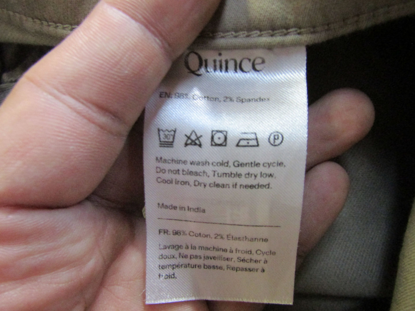 Quince Men's Khaki Chino Pants Size 34x30