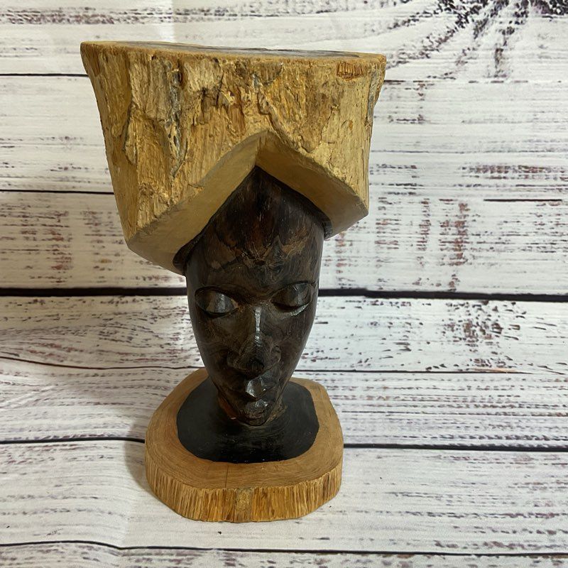 VTG. Hand Carved Ebony Wood Makonde Maasai African Woman Tanzania Sculpture