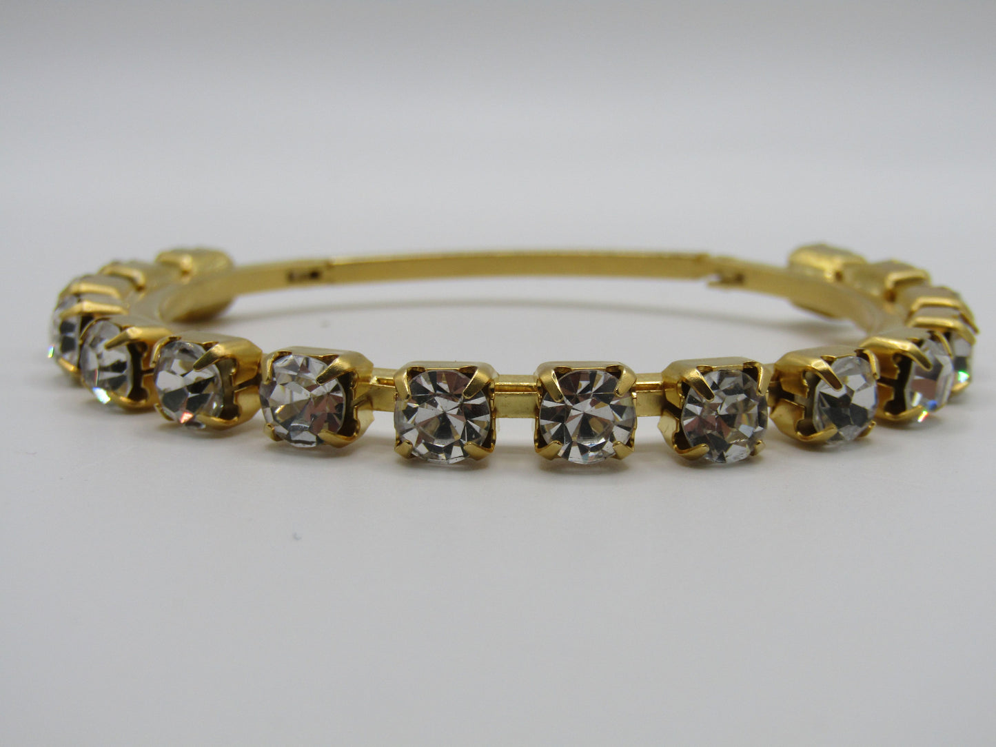 Lot of 3 Gold Plated Rhinestone Hinge Bangle Bracelet