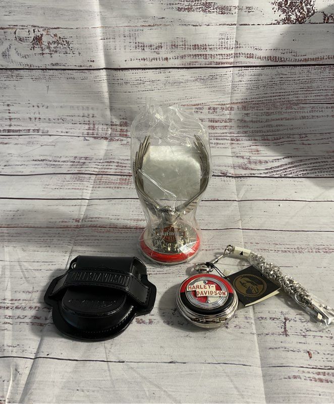 Harley Davidson Sportster Precision Pocket Watch & Eagle Stand By Franklin Mint