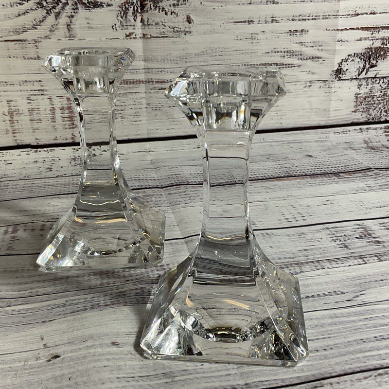 Pair of VTG. ORREFORS Regina Crystal Candle Holders- 5.5"