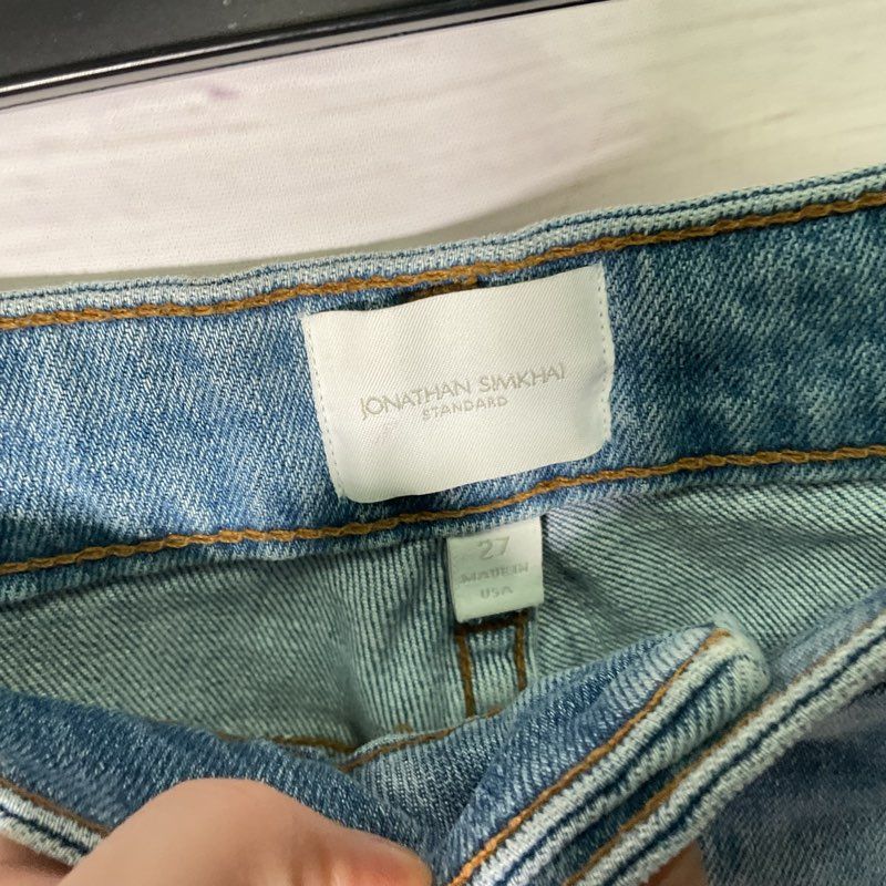 Jonathan Simkhai Trevor High Rise Blue & White Colorblock Denim Jeans - Size 27