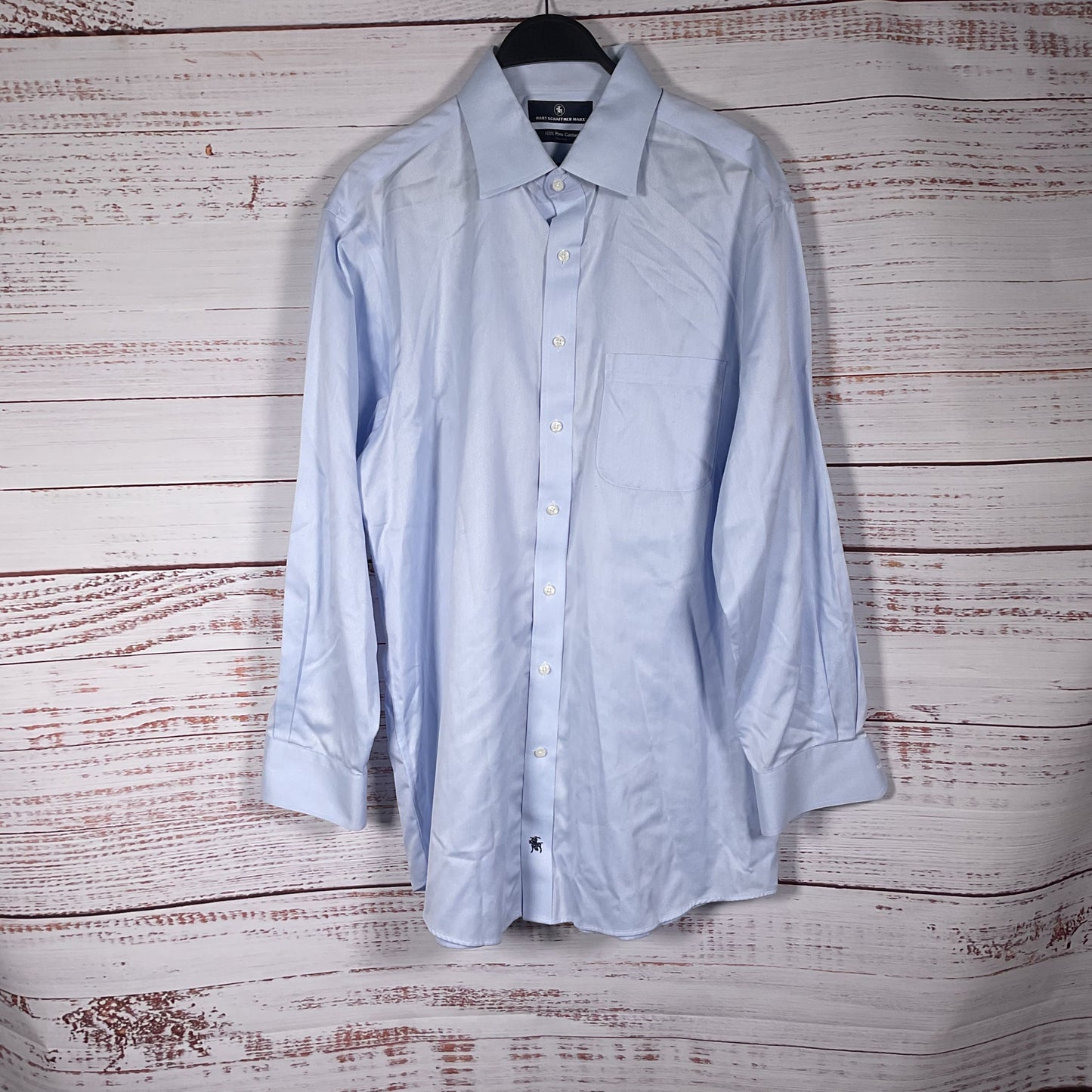 Hart Schaffner Marx Blue Button Up Long Sleeve Dress Shirt - Size 16.5 33