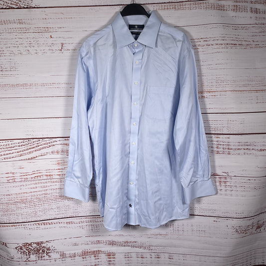 Hart Schaffner Marx Blue Button Up Long Sleeve Dress Shirt - Size 16.5 33