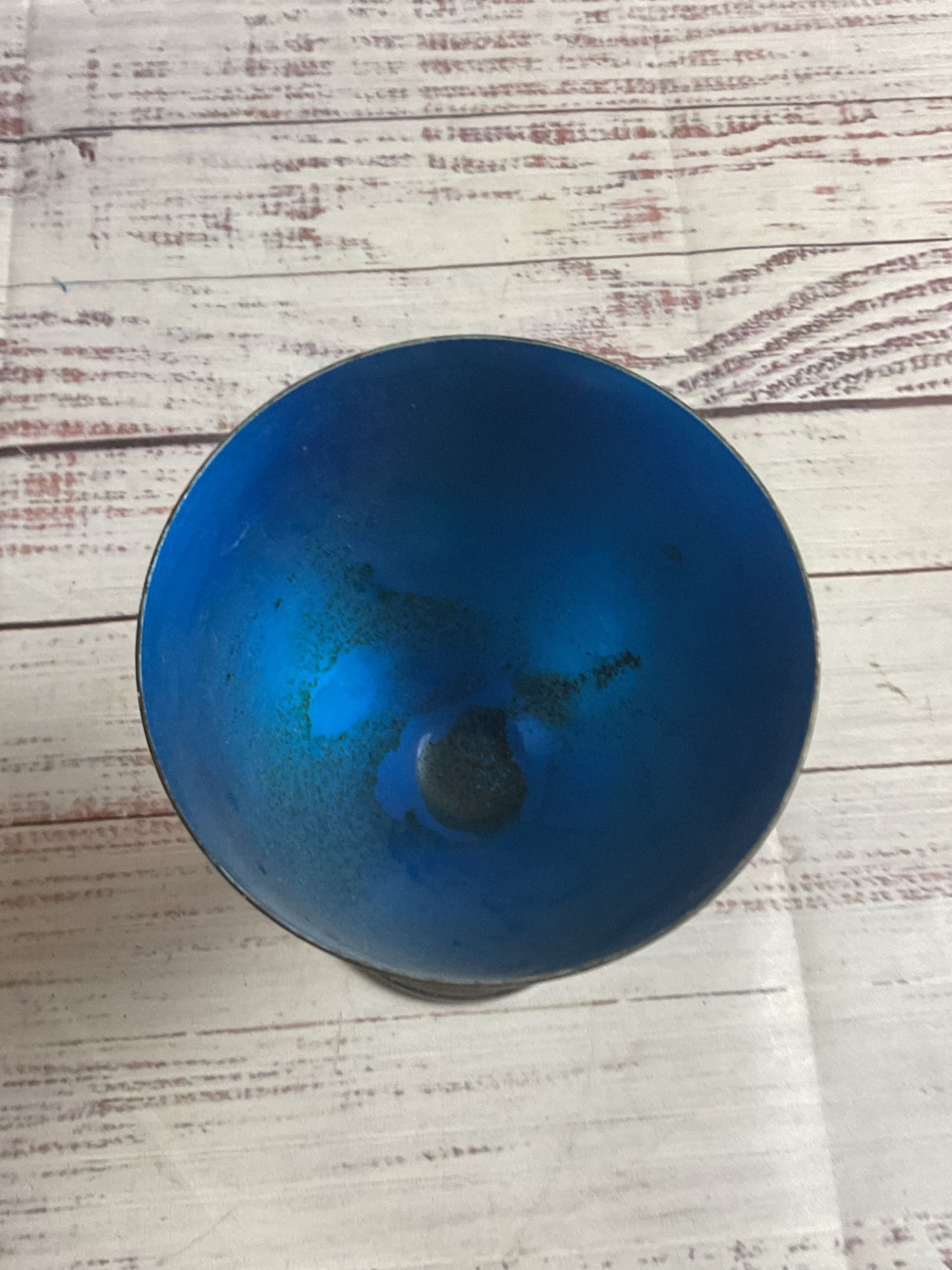 W & S Blackinton Brass Cup Goblet Blue Interior
