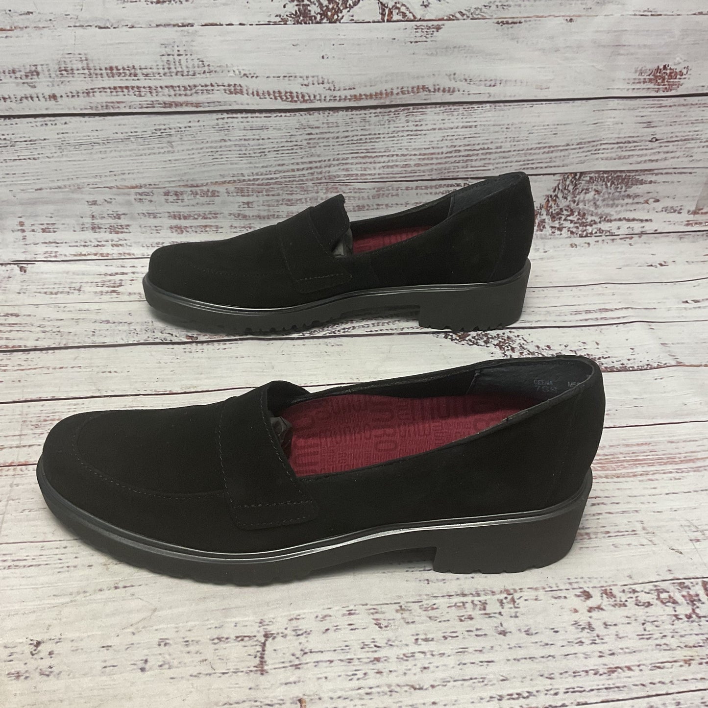 Munro Geena Black Suede Loafer Casual Shoe Women Size 7 (AAAA) New