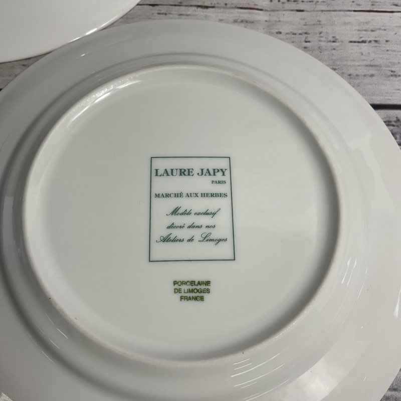Limoges Laure Japy March Aux Herbes 7" Dessert Plates 9 pc French Porcelain Set