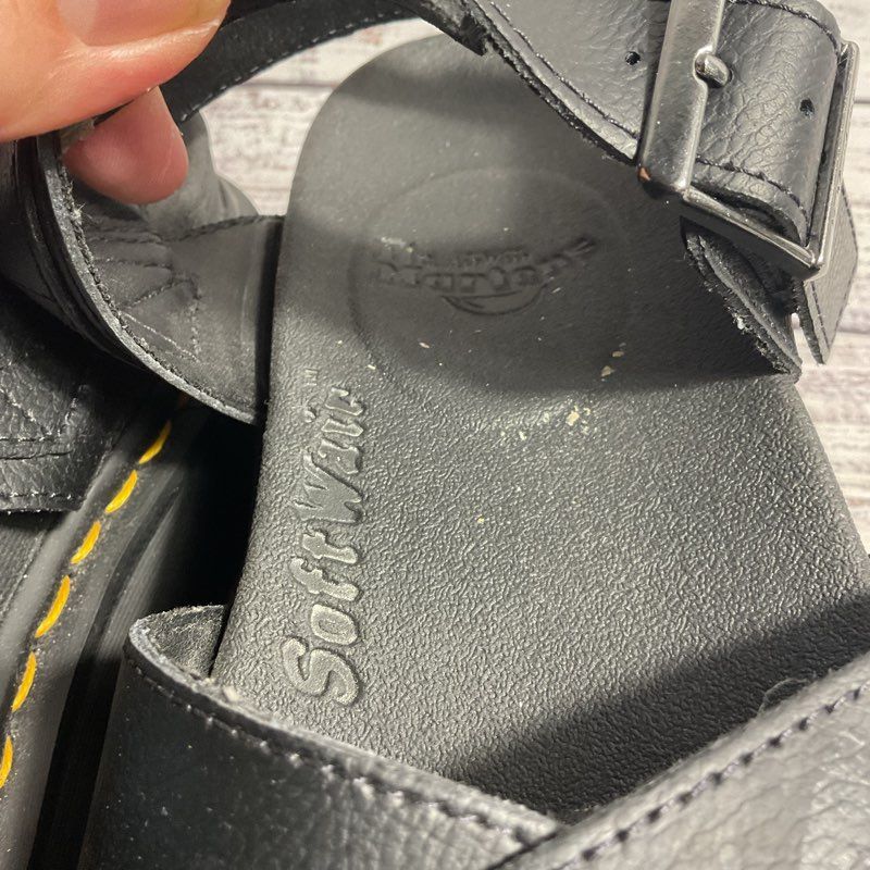 Dr. Martens Voss II Quad Black Leather Platform Gladiator Sandal Women's Size 9