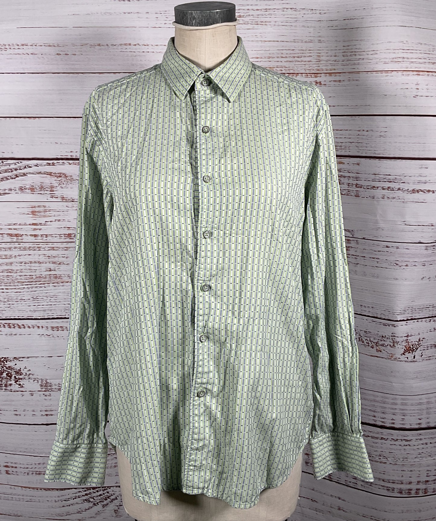Robert Graham Classic Fit Weave Striped Long Sleeve Shirt Green M