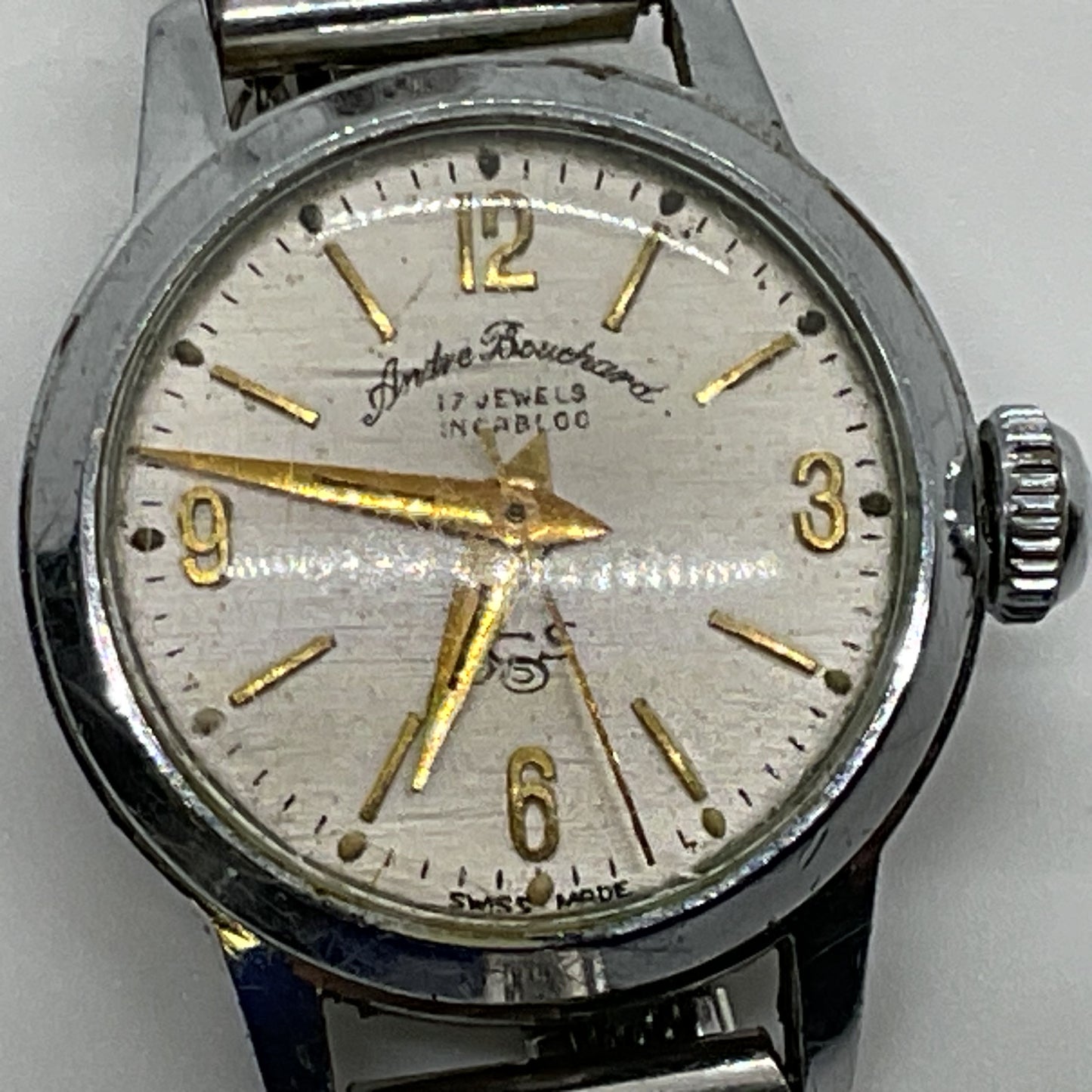 ANDRE BOUCHARD Silver Tone Women's Watch w/ Kreisler Gold Filled Band- WORKS!!!!
