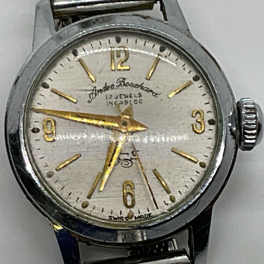 ANDRE BOUCHARD Silver Tone Women's Watch w/ Kreisler Gold Filled Band- WORKS!!!!