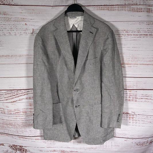 Acquaviva Joksyf B/W Houndstooth Linen 2 Button Blazer Jacket - Size 44R