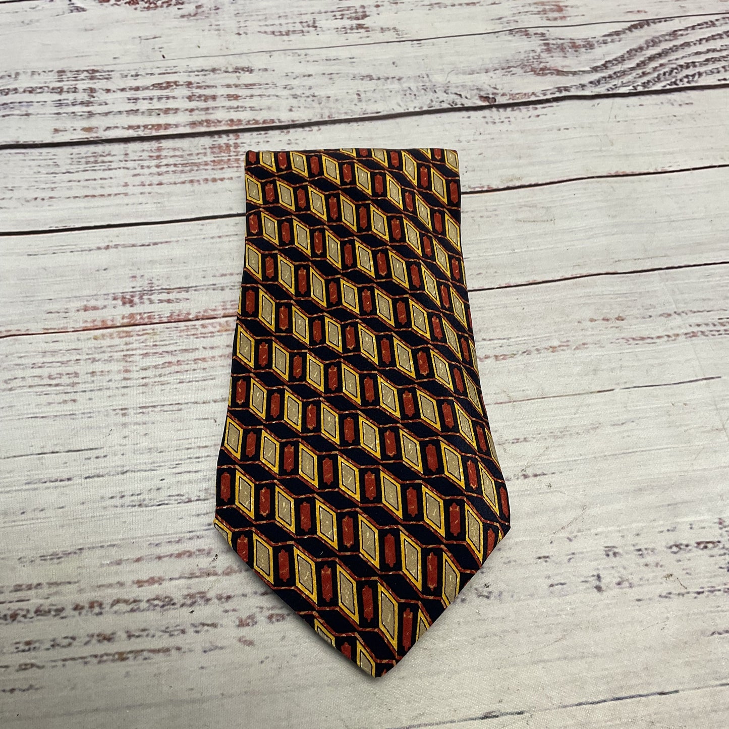 Valentino Cravatte 100% Silk Geometric Pattern Tie - Size 55"