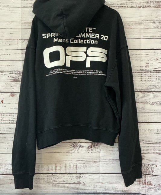 Men's Off White Black Sweatshirt Hoodie Size L AS IS