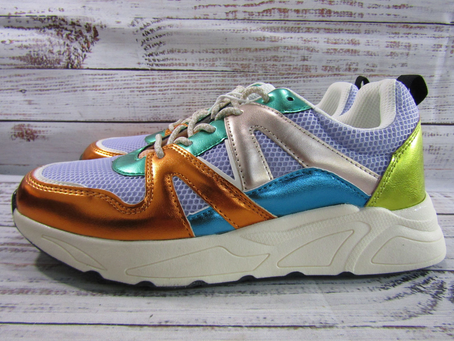 Lucky Step Women's Multi-Color Faux Leather Sneakers Size 8.5