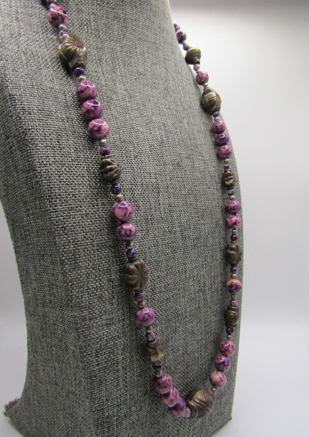 Judie Ingram Purple Swirl Resin Beaded Necklace