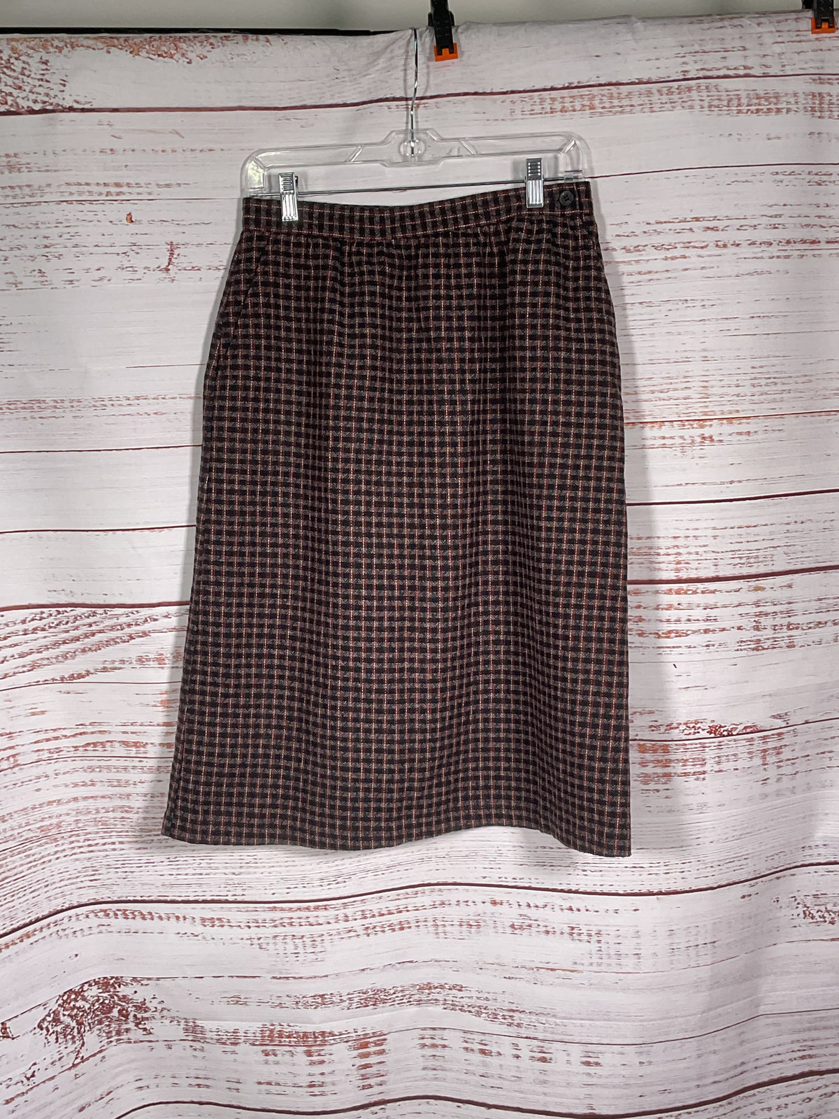 Oscar de la Renta Black & Red Plaid Skirt - Size 11/12