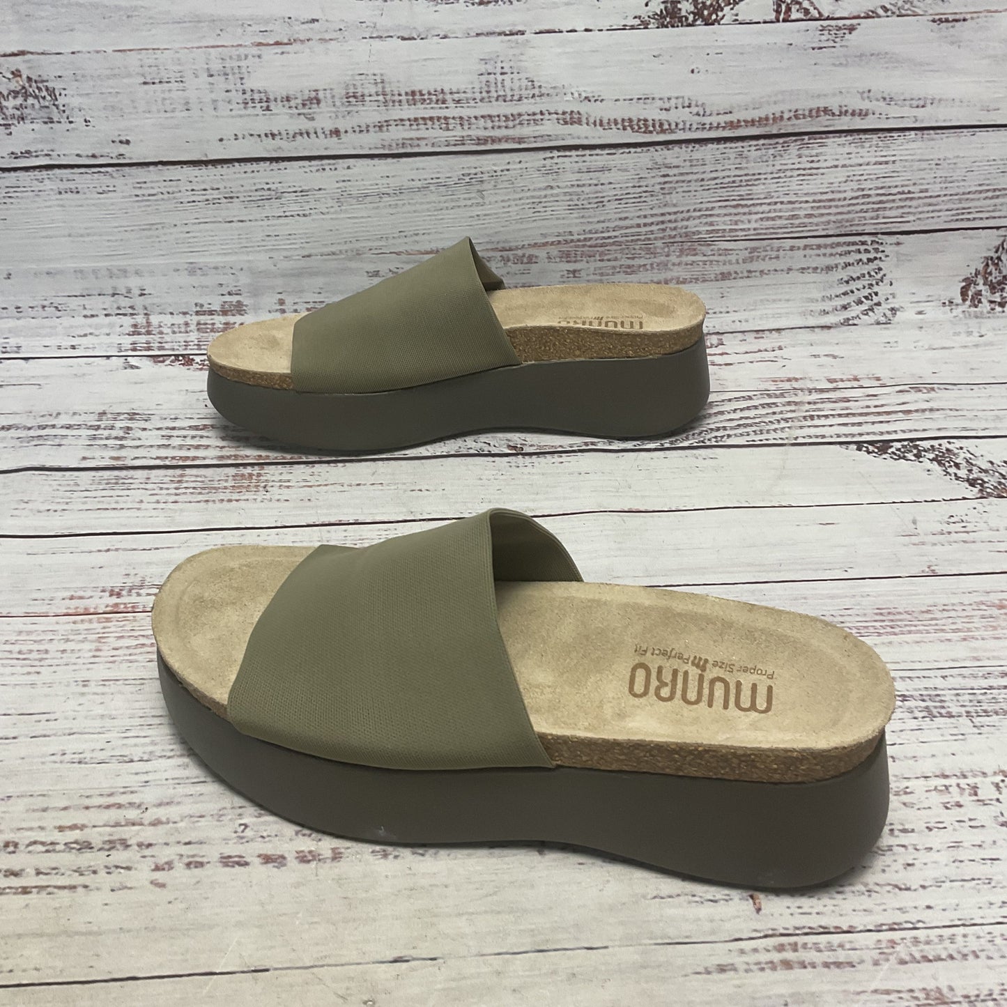 Munro Nalia Green Stretch Fabric Platform Sandal Women Size 7 (AAAA)