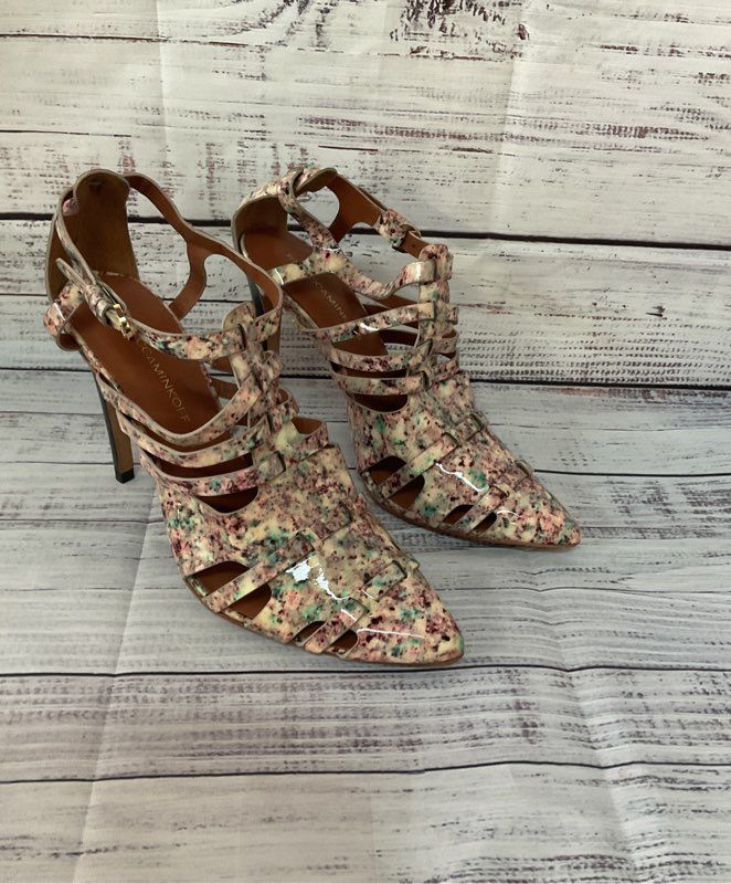 Women's Rebecca Minkoff Randi Granite Patent Strappy Heels Size 9