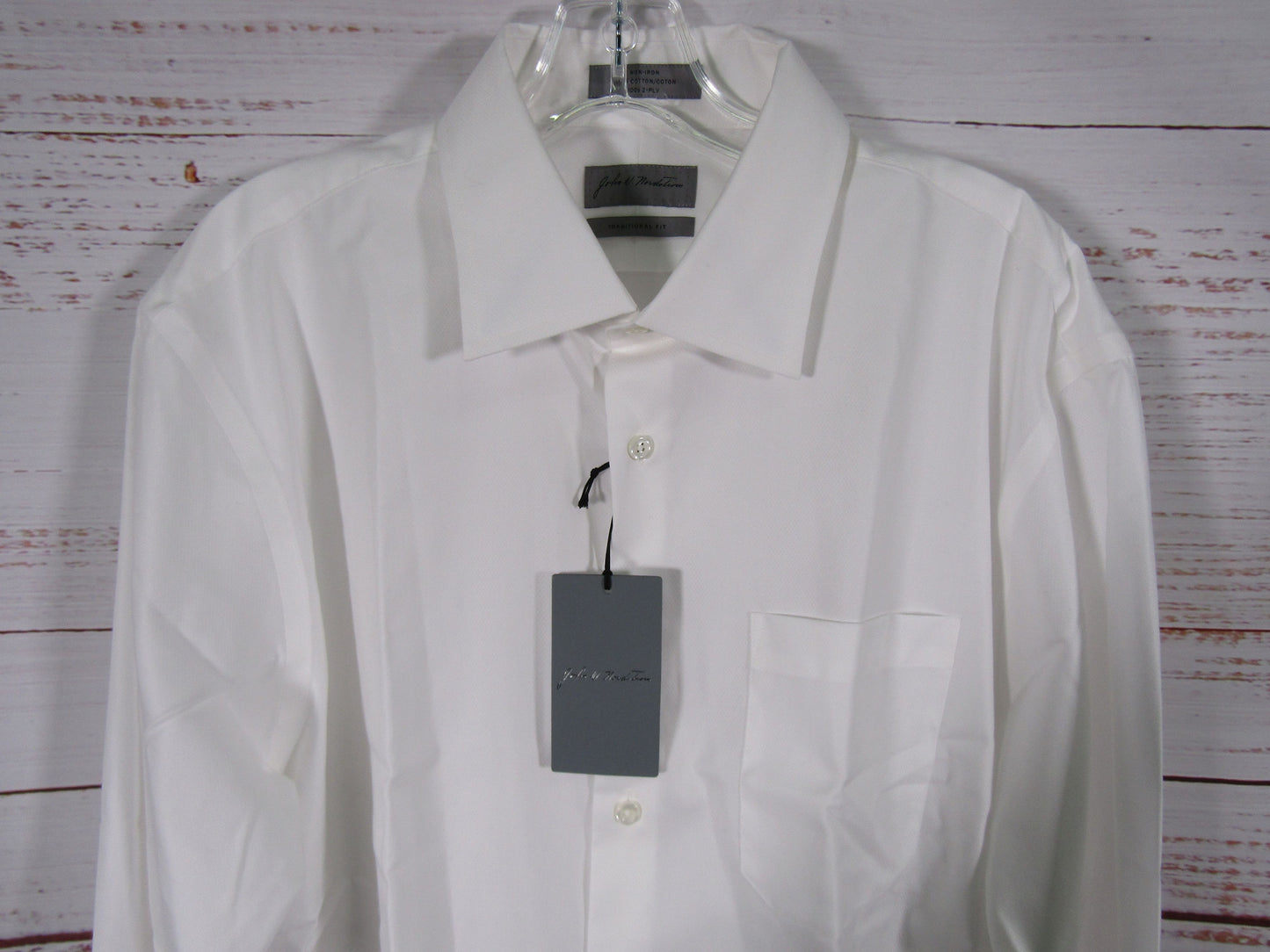 Nordstrom Men's White Long Sleeve Button Down Cotton Shirt Size 17/ 36