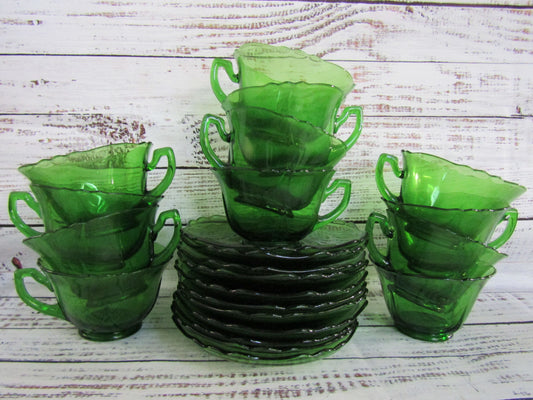 Cambridge 3400 Dark Emerald Green Cup & Saucer Set of 27