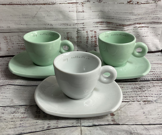 Illy Collection Set of 3 Espresso Cups Mint White