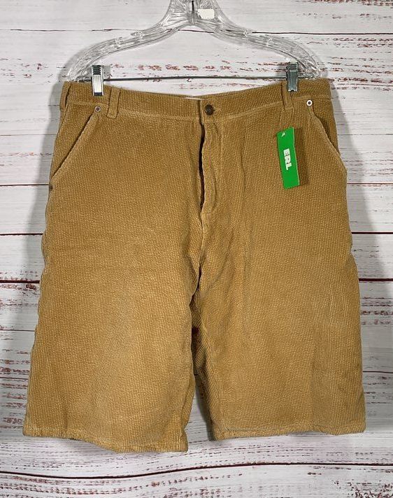 ERL Corduroy Woven Casual Shorts Beige XL