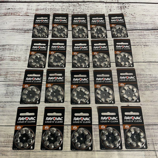 Lot of 160 Rayovac Loud N' Clear Hearing Aid Batteries Size 312 Exp. 3/2025