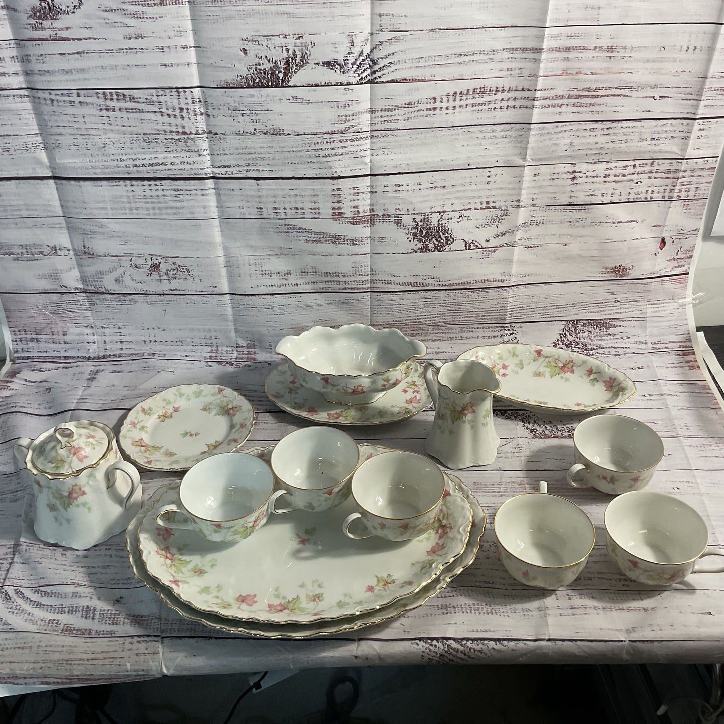 VTG. HUTSCHENREUTHER Germany "Maple Leaf" Scalloped Dish Set- 47 Pieces