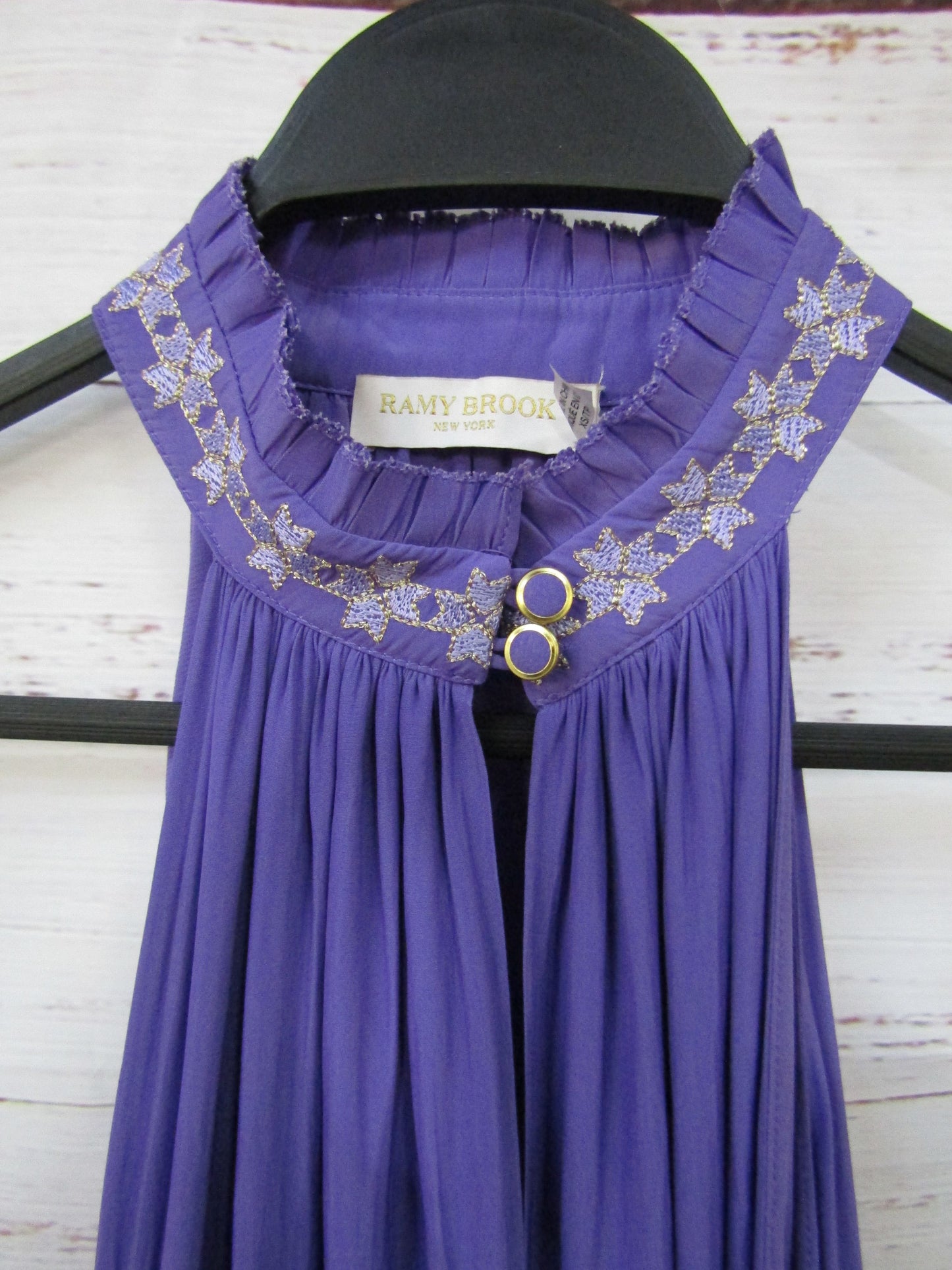 Ramy Brook Angeline Women's Purple Embroidered Halter Mini Dress Size XS