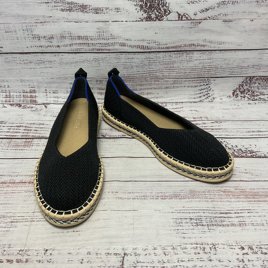 Rothy’s Boardwalk Black Stripe Knit Espadrille Fats Loafers Shoe Women Size 8