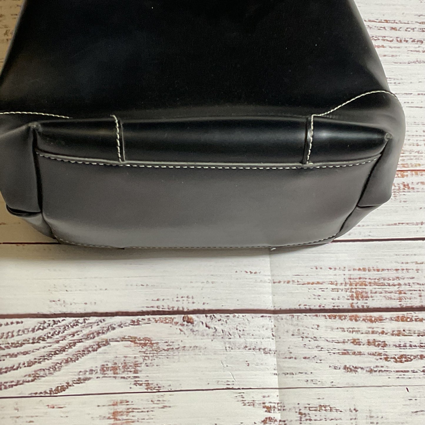 GLAMOROUS Women's Black Faux Leather Satchel/Top Handle Bag