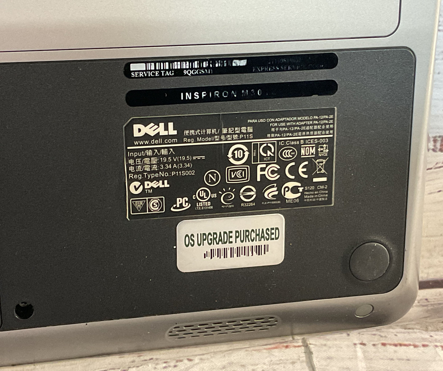 Dell Inspiron M301z Windows 7 For Parts Laptop Silver