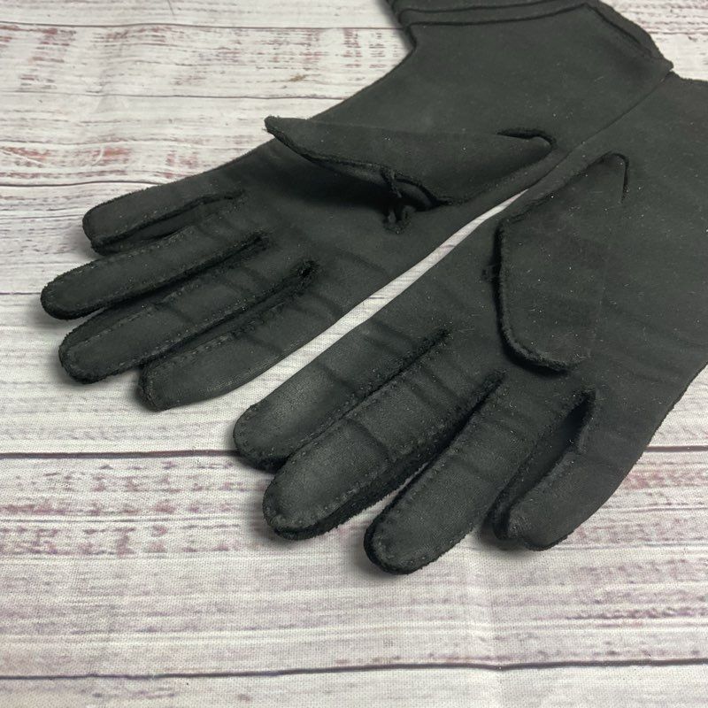Vintage Wear Ready Black Nuplex Suede Tiered Cuff Driving Gloves - Size 6.5
